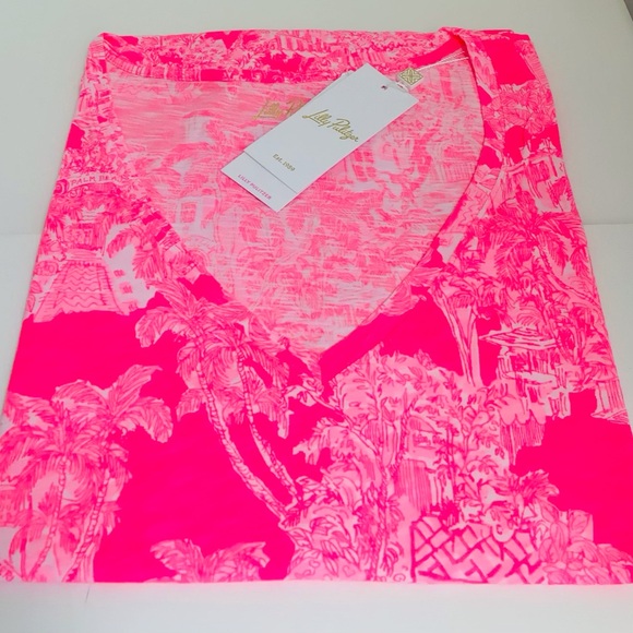 Lilly Pulitzer Etta V-Neck Top-Roxie Pink PB Anniversary Toile-NWT - Picture 7 of 11